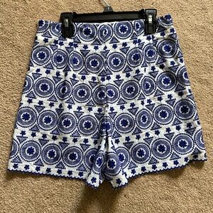 Zara Navy and White Patterned Women Shorts
